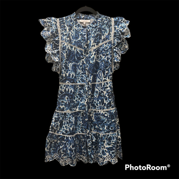 HOUSE OF HARLOW 1960 MELBA BLUE FLORAL MINI DRESS (NWT) SIZE SMALL - Picture 3 of 7